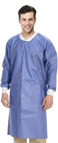 Disposable Lab Coat. Pack of 10 Blue Disposable Gowns Medium. 40 gsm SMS Surgical Gowns with Knit Wrists; Knit Collar; 3 Pockets. Non-Sterile Medical